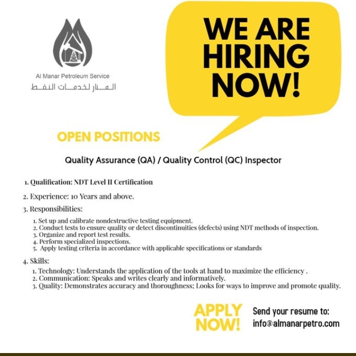 شركة المنار لخدمات النفط - وظيفة شاغرة 2 IMG ٢٠٢٠٠٨٢٤ ٢١٠٢٣٢